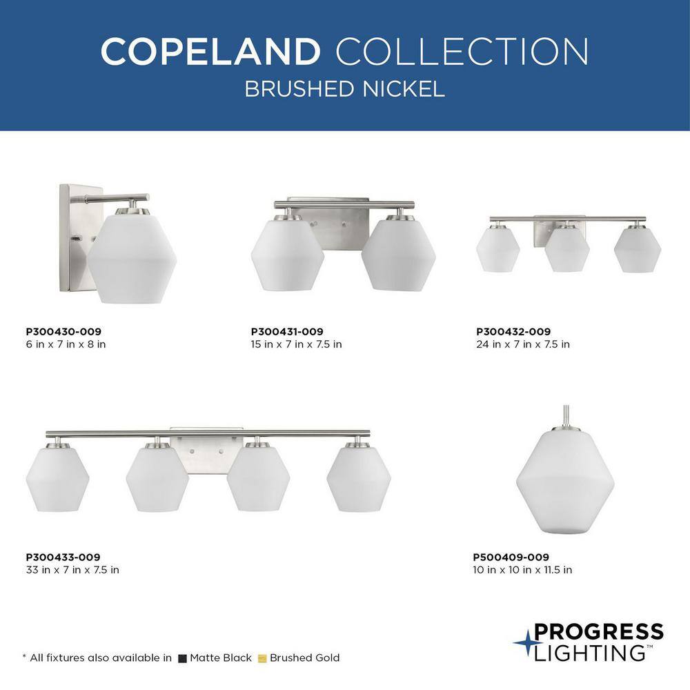 Copeland Brushed Nickel 1-Light Vanity with Opal Glass Shade