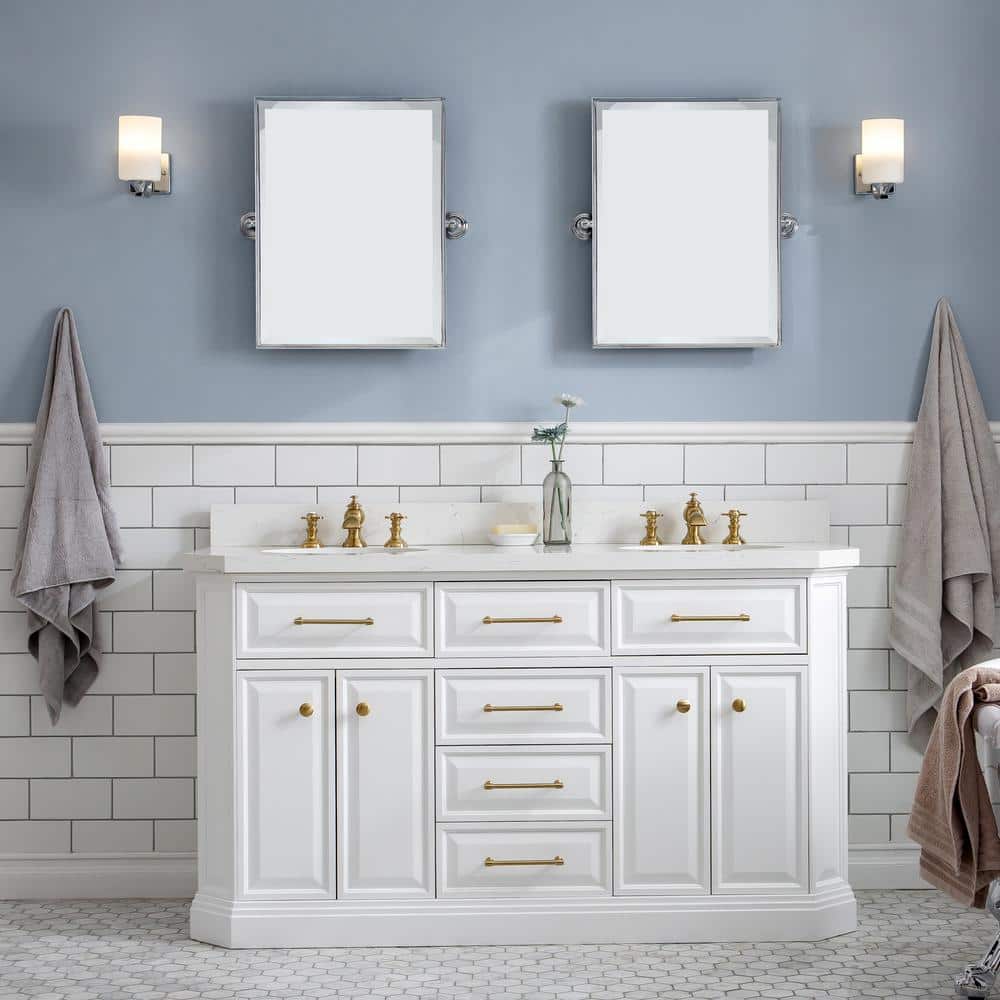 Water Creation Palace 60 in. W Bath Vanity in Pure White with Quartz Vanity  Top with White Basin PA60A-0600PW - The Home Depot