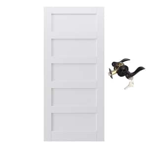 EH PUERTA 18 in. x 80 in. 1 Panel Solid Core White Primed MDF Wood ...