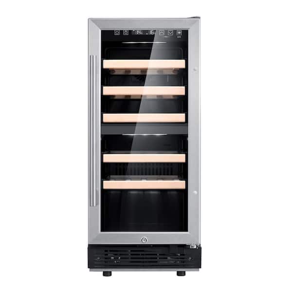 Vissani 15 in. W 27-Bottle Dual Zone Wine Cooler in Stainless Steel