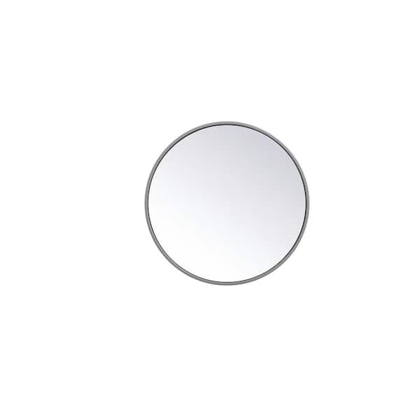 Unbranded Small Round Grey Modern Mirror (18 in. H x 18 in. W)