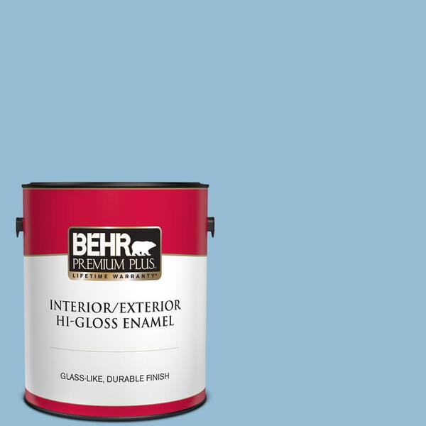 BEHR PREMIUM PLUS 1 gal. #M500-3 Blue Chalk color Hi-Gloss Enamel Interior/Exterior Paint