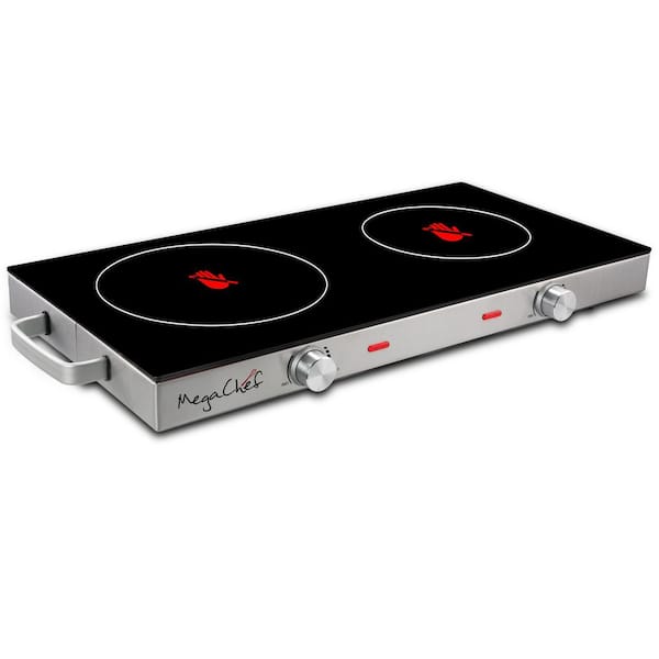 MegaChef 2-Burner 6 in. Stainless Steel Infrared Countertop Hot Plate