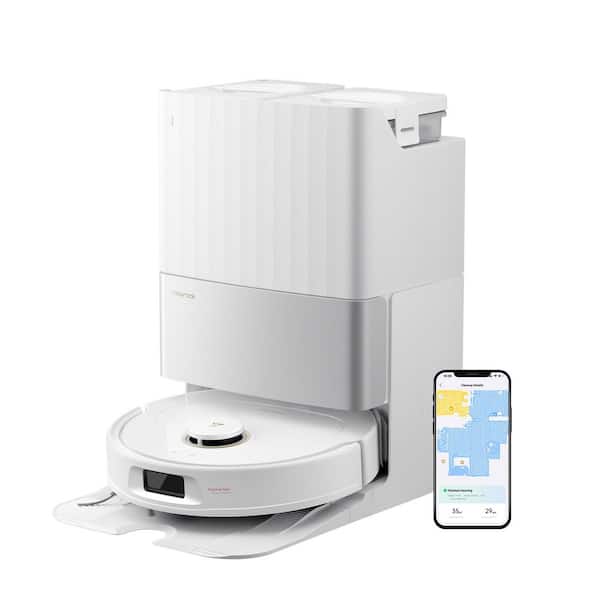 Roborock Qrevo5AE 13.7 in Robotic Vacuum with Smart Navigation, Auto-Lifting Mop, Self-Emptying, Self-Drying, in White