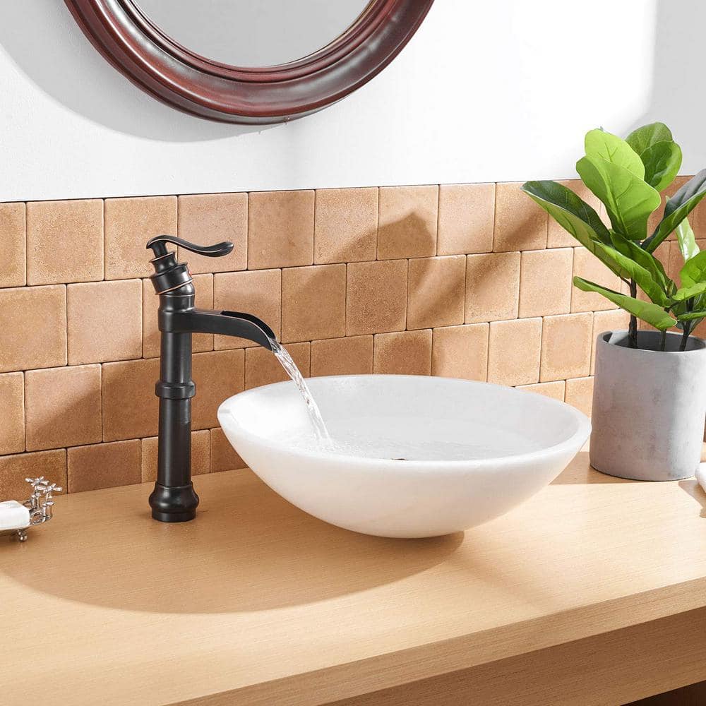 Oil Rubbed Bronze Waterfall Vessel Bathroom Faucet with Pop-Up Drain