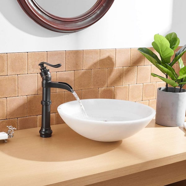 Waterfall Single Hole Single-Handle Vessel Bathroom Faucet With Drain Assembly in Oil Rubbed Bronze