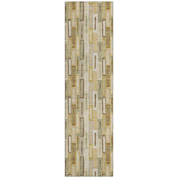 Chantille Machine Washable Indoor/Outdoor Abstract ACN3054 Gold 2 ft. x 7 ft. Runner Rug