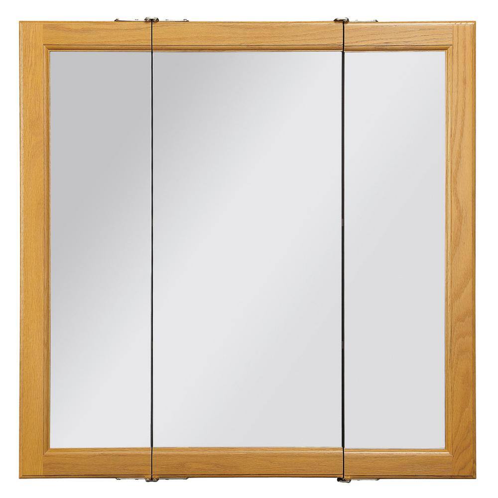 Claremont Triple Mirrored 30" Honey Oak Medicine Cabinet