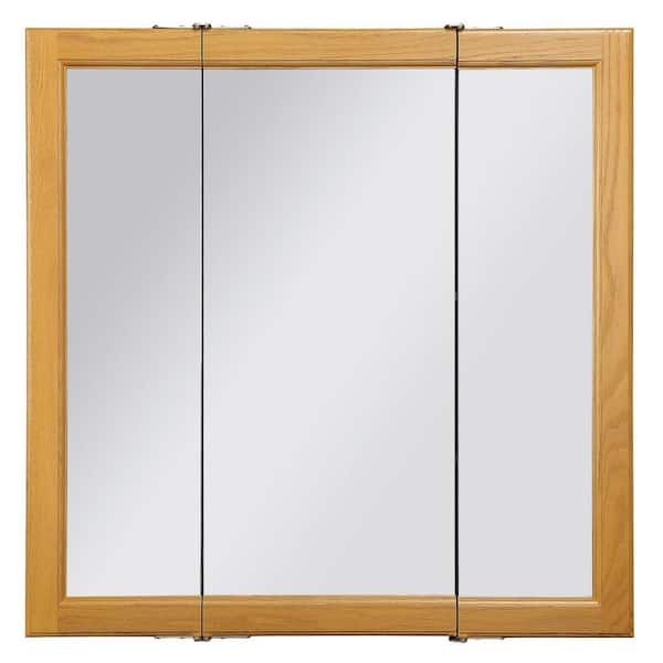 Claremont 30 in. W x 30 in. H x 4-3/4 in. D Tri-View Bathroom Medicine Cabinet in Honey Oak Claremont 30 in. W x 30 in. H x 4-3/4 in. D Tri-View Bathroom Medicine Cabinet in Honey Oak