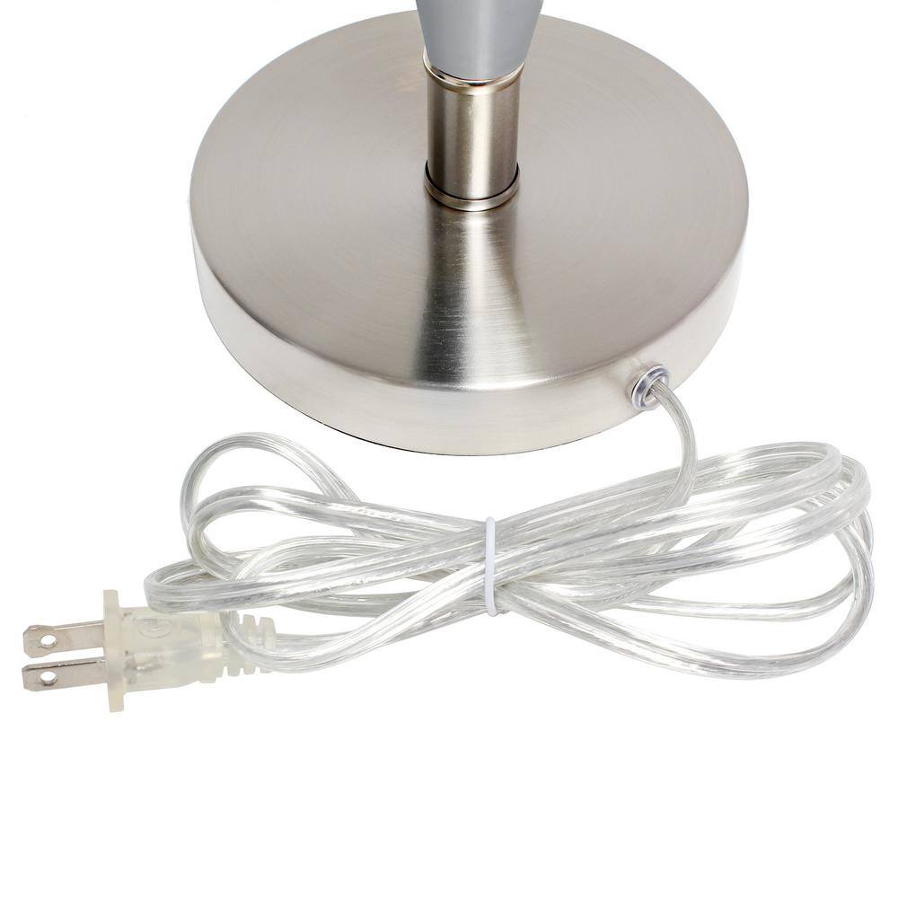 Gray and Brushed Nickel Adjustable Stick Table Lamp with White Fabric Shade