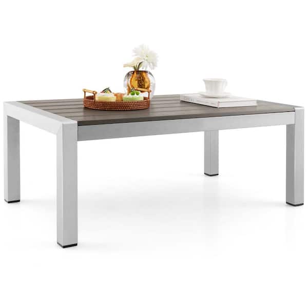 Costway Rectangular Aluminum Outdoor Coffee Table Cocktail Accent Table Garden