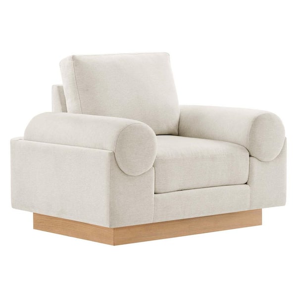 MODWAY Oasis Upholstered Fabric Armchair in Ivory