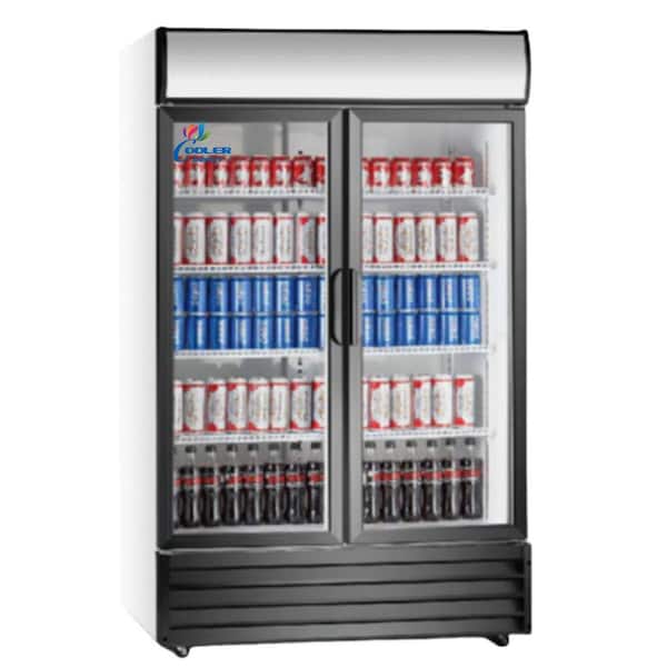 Cooler Depot 48 in. W 35.3 cu. ft. 2-Glass Door Commercial Refrigerator Merchandiser in White Coated Steel