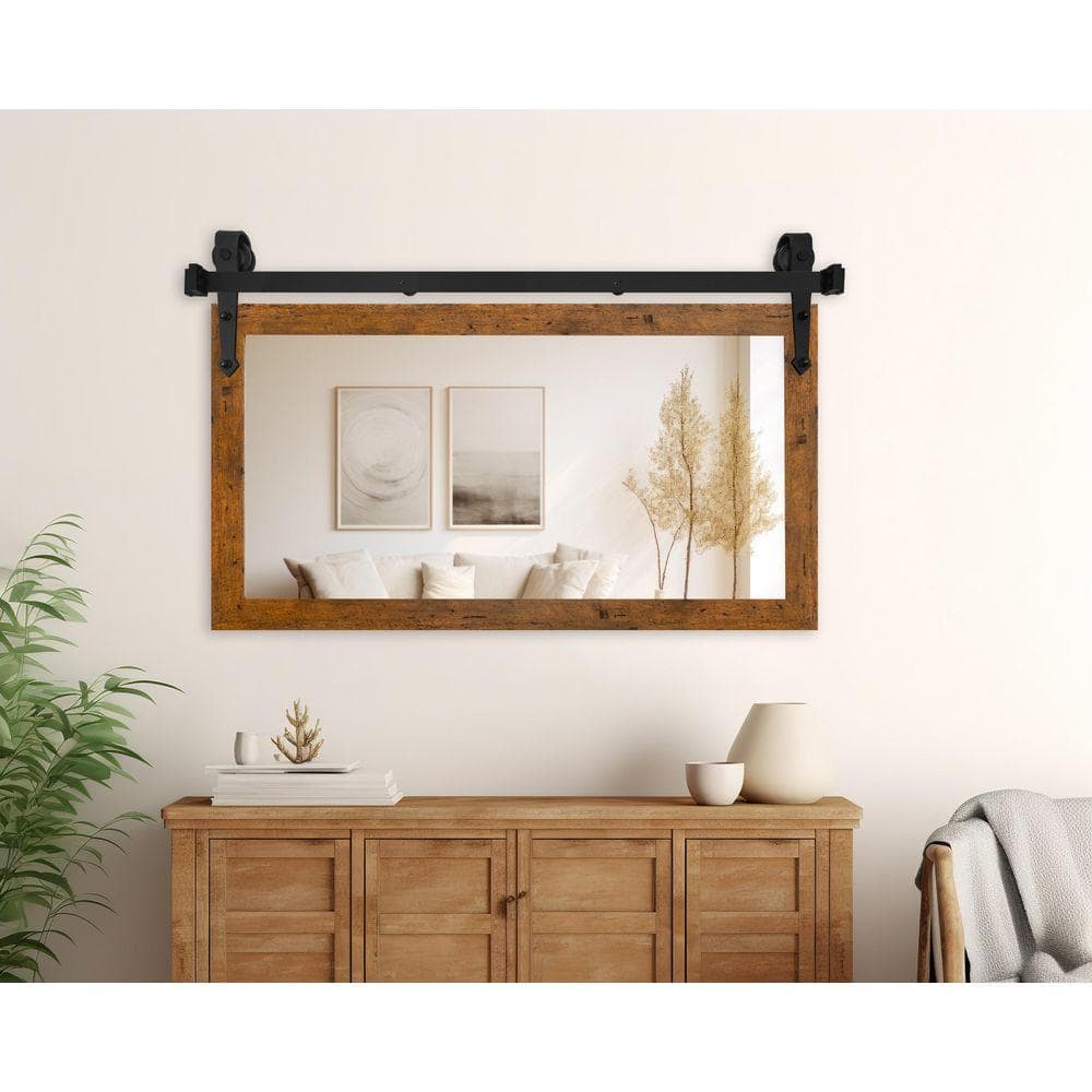 Rayne Mirrors (33 in. W x 16 in. H) Light Brown Modern Rustic Mirror ...
