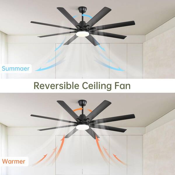 LINJO 66 in. Smart Indoor Black 8 Durable ABS Fan Blades
