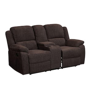 Madden 39 in. Brown Chenille Solid Chenille 2-Loveseats with Tight Back