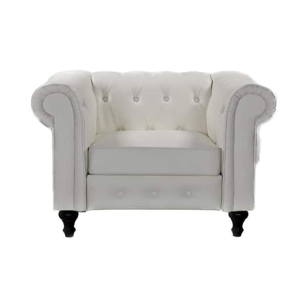 US Pride Furniture Brooks 39.76 in. Cream White Faux Leather Upholstered Chair