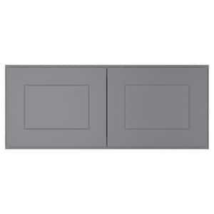 30 in. W x 12 in. D x 12 in. H in Shaker Gray Plywood Ready to Assemble Wall Cabinet 2-Doors Kitchen Cabinet