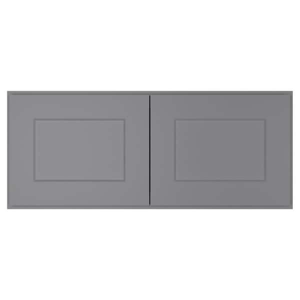 HOMEIBRO 30 in. W x 12 in. D x 12 in. H in Shaker Gray Plywood Ready to Assemble Wall Cabinet 2-Doors Kitchen Cabinet