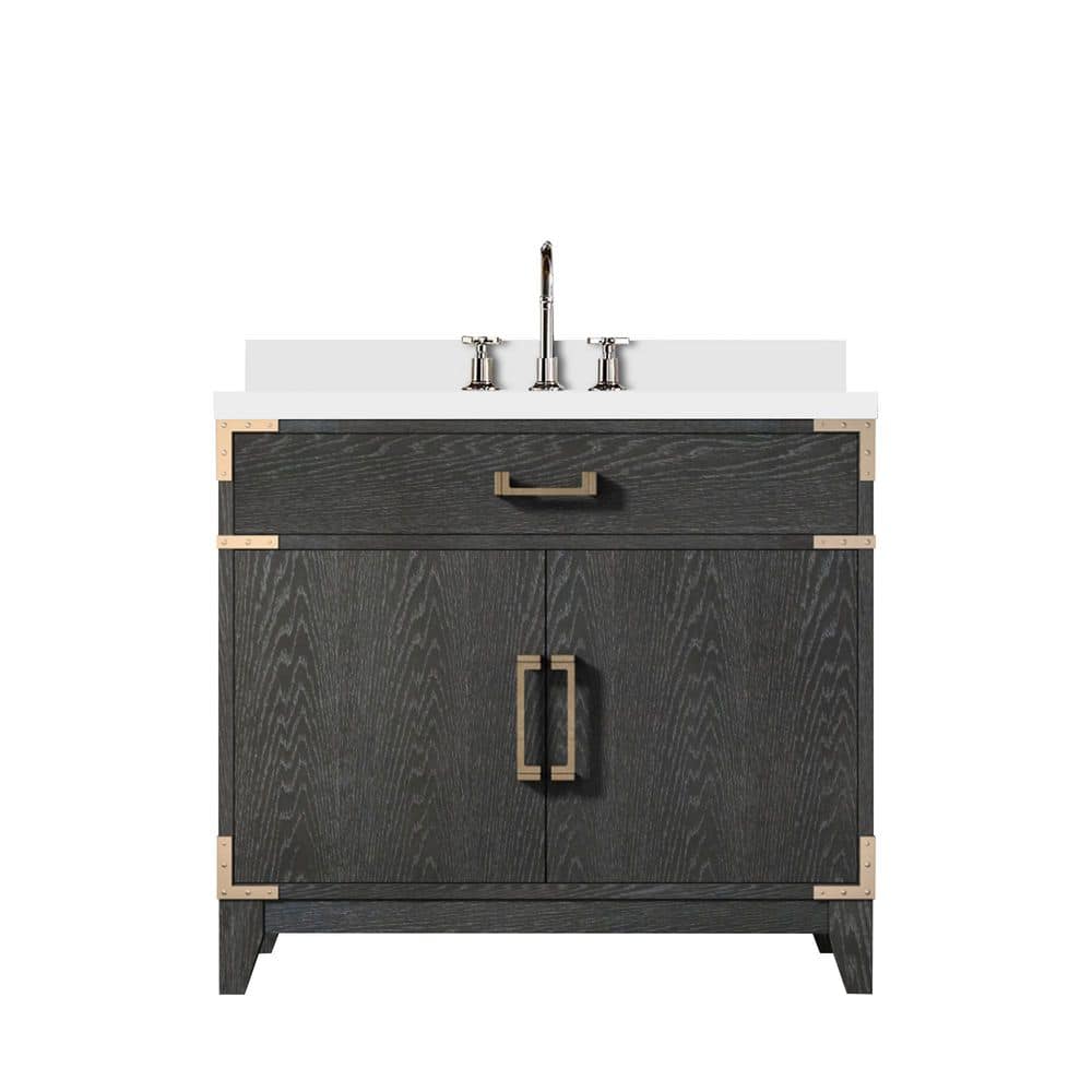 Fossa 36 in. W x 22 in. D Black Oak Single Bath Vanity with Cultured Marble Top, and Faucet Set price history on PriceWatchPro