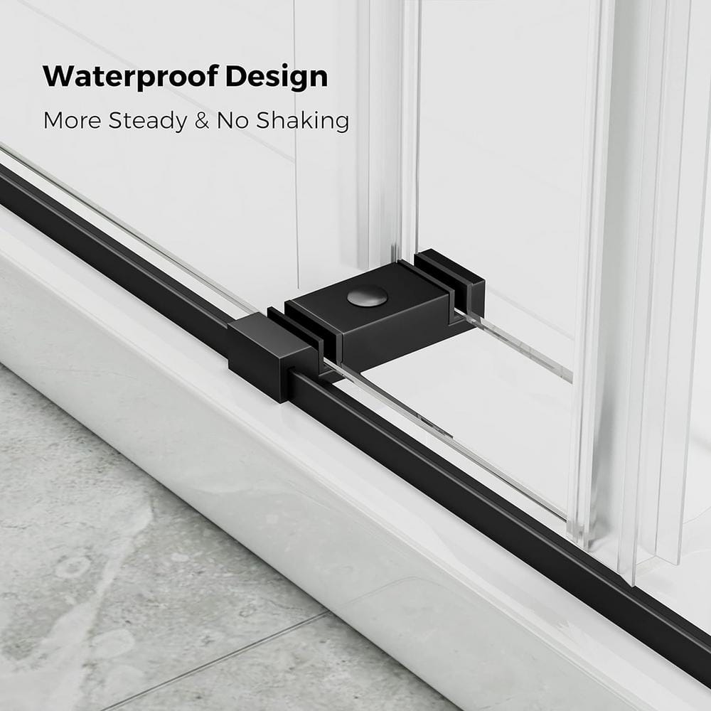 Matte Black 60" x 76" Frameless Double Sliding Shower Door