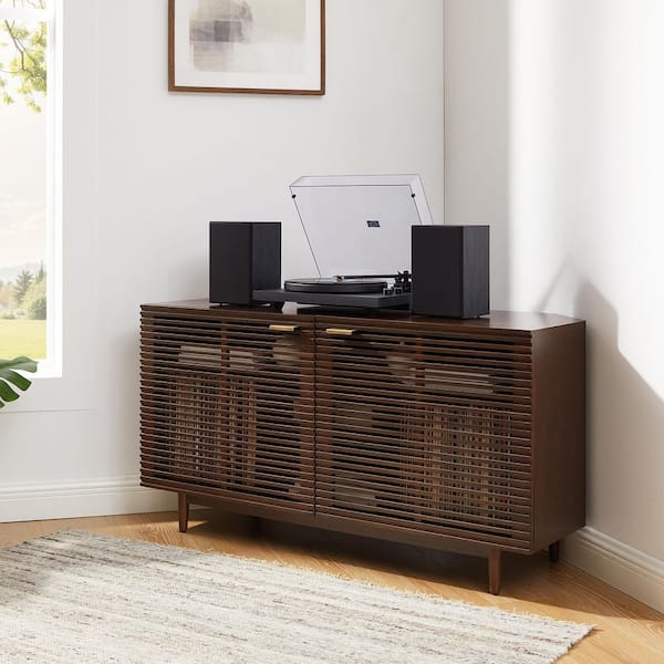 CROSLEY FURNITURE Cameron Brown Corner Vinyl Storage Record Player