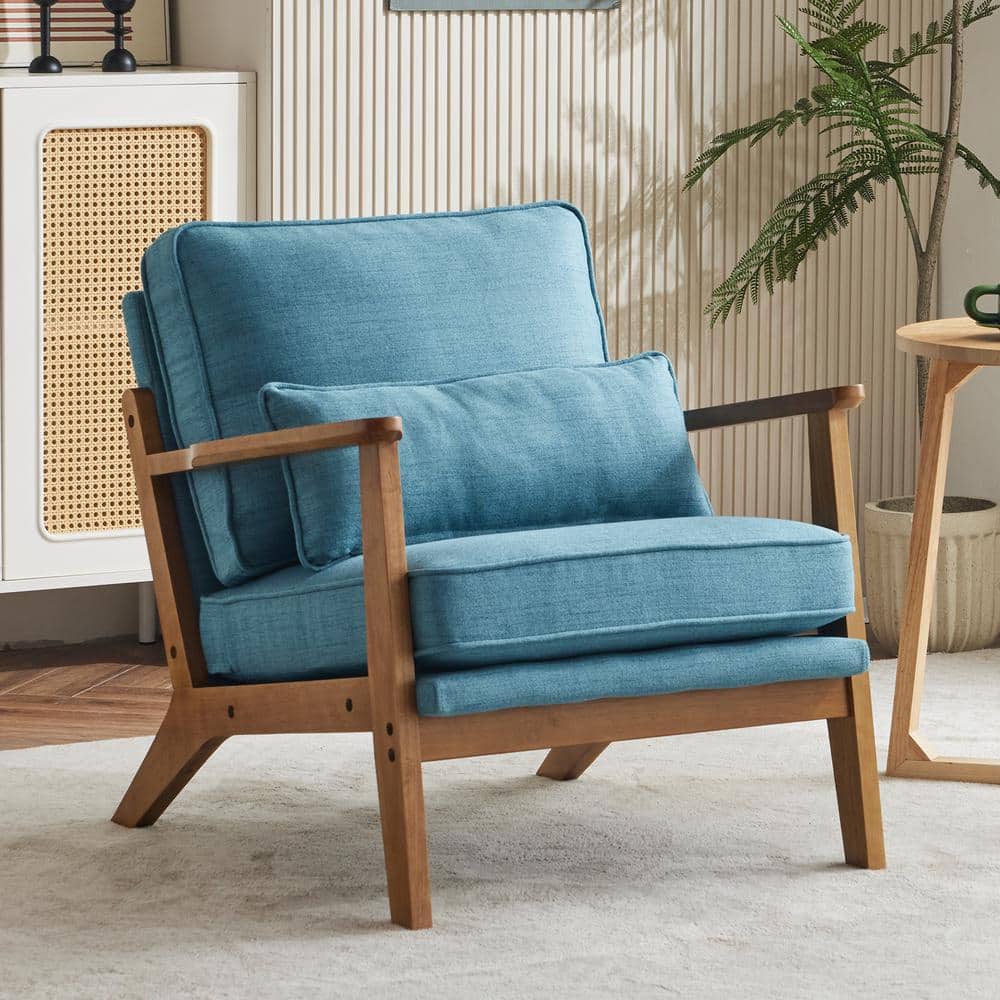 Navy Blue Arm Chair with Wide Armrest