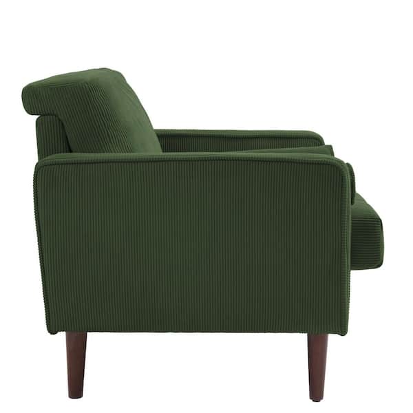 FEX-CHAIR WITH ARM GREEN／ACTUS Uixe Mid-Century Modern Green Corduroy Fabric Upholstery Arm Chair