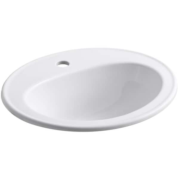 KOHLER Pennington 20-1/4 in. Drop-In Vitreous China Bathroom Sink in White with Overflow Drain