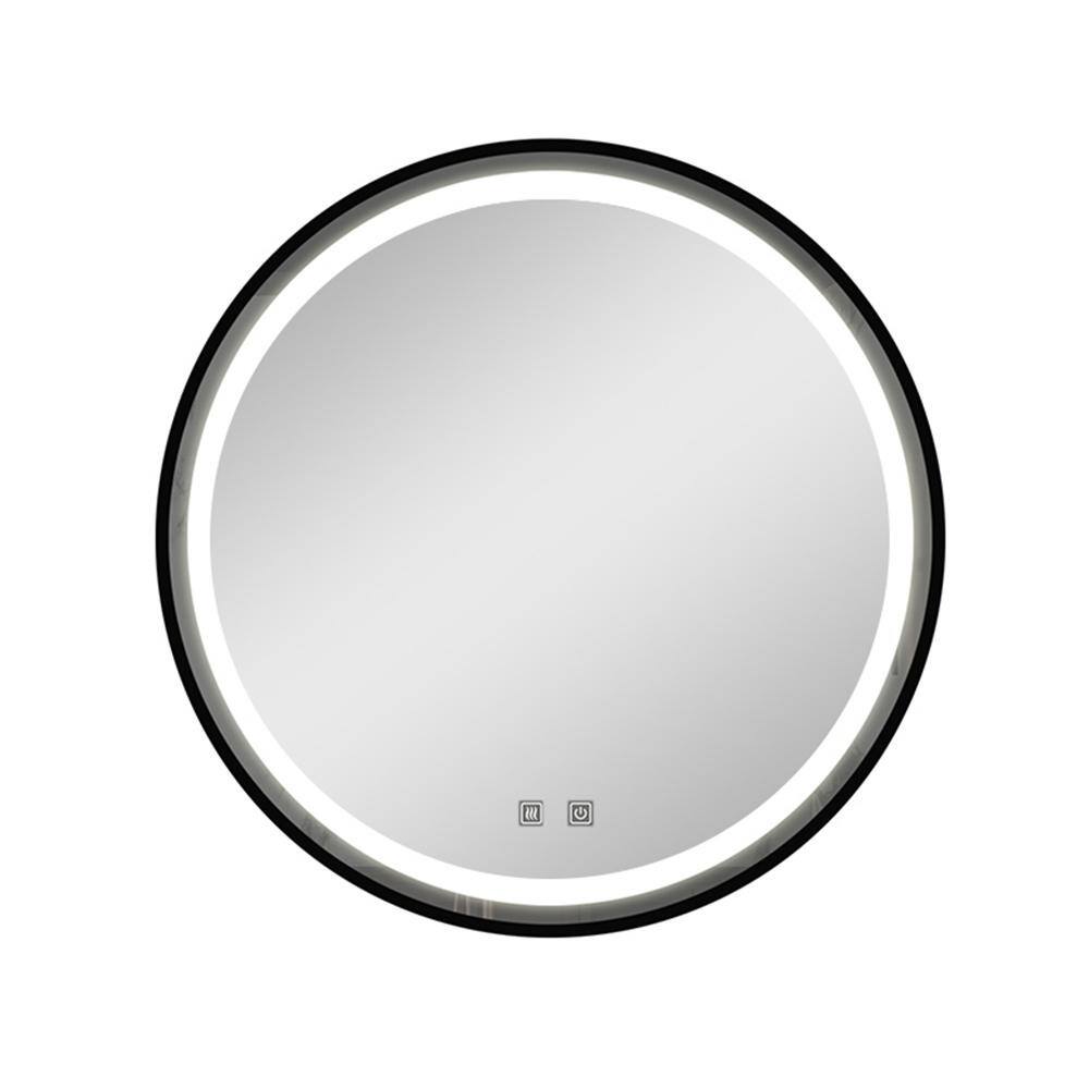 32 in. W x 32 in. H Round Wall Mount Bathroom Led Framed Vanity Mirror ...