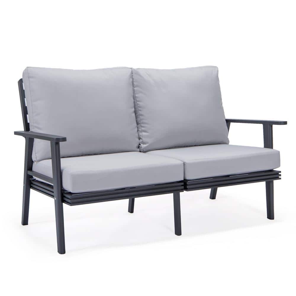 Walbrooke Light Grey Cushioned Aluminum Outdoor Loveseat