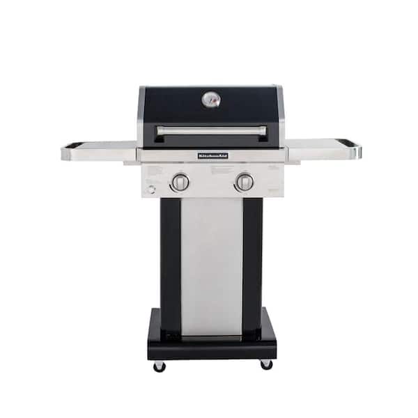 KitchenAid 2-Burner Propane Gas Grill in Black with Grill Cover