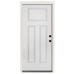 36 in. x 80 in. Element Series 3-Panel White Primed Left-Hand Inswing Steel Prehung Front Door w/ 4 in. Wall