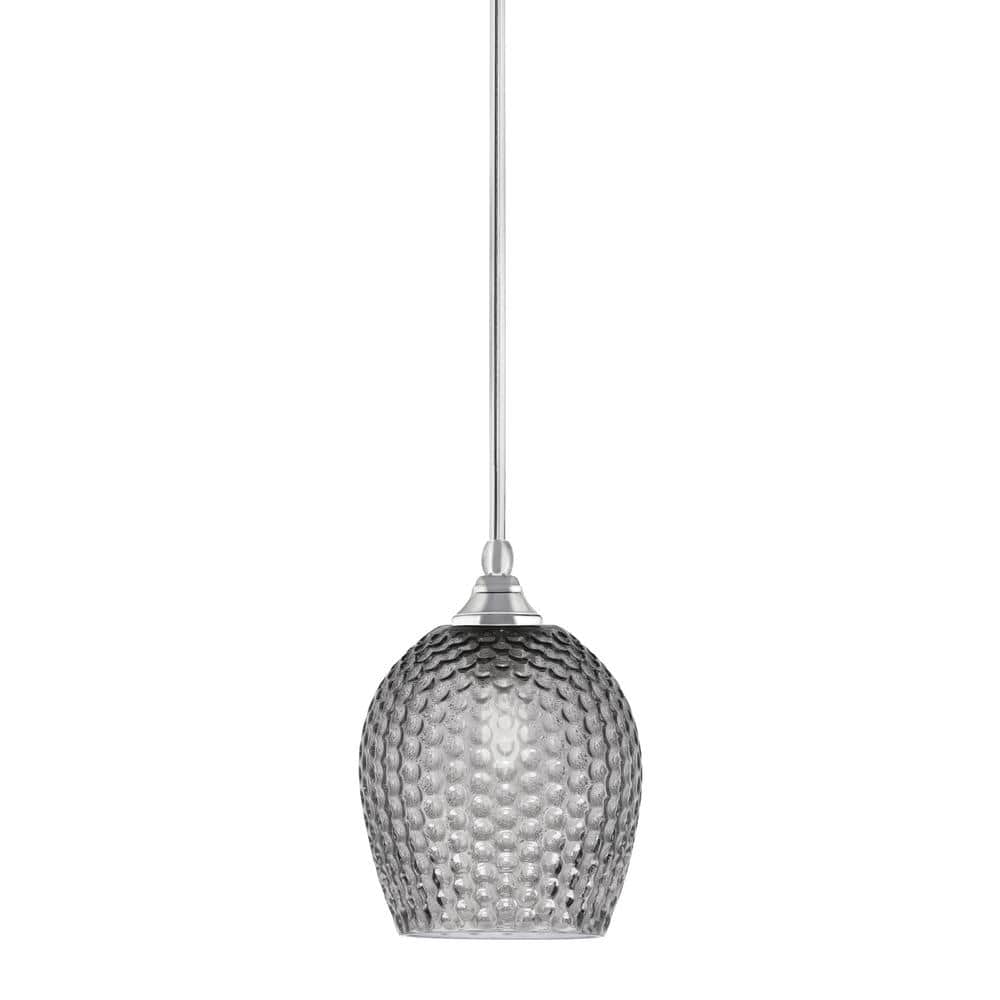 Sparta 100-Watt 1-Light Chrome Shaded Pendant Light Mini Pendant with Smoke