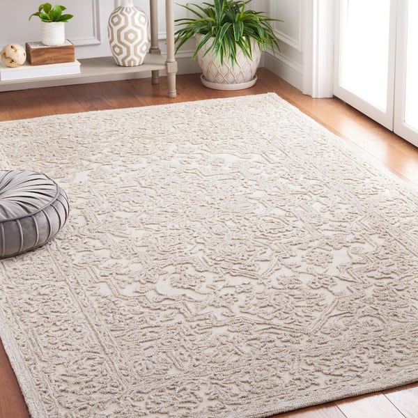Martha Stewart Ivory/Natural 8 ft. x 10 ft. Persian Border Area Rug