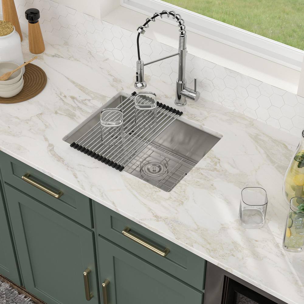 23" x 18" Brushed Stainless Steel Undermount Single Bowl Kitchen Sink