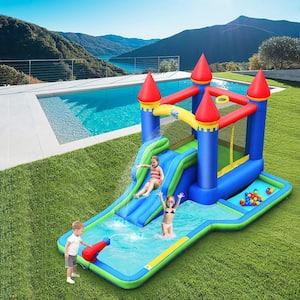 Multi-Color Inflatable Castle Bouncer Bounce House Slide Water Park BallPit with 580-Watt Blower
