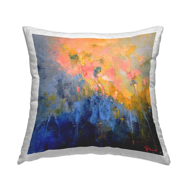 Vivid Abstract Blossoms Outdoor Printed Throw Pillow by Patrick Dennis
