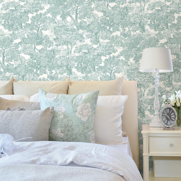 Spinney Teal Toile Paper Strippable Roll (Covers 56.4 sq. ft.)