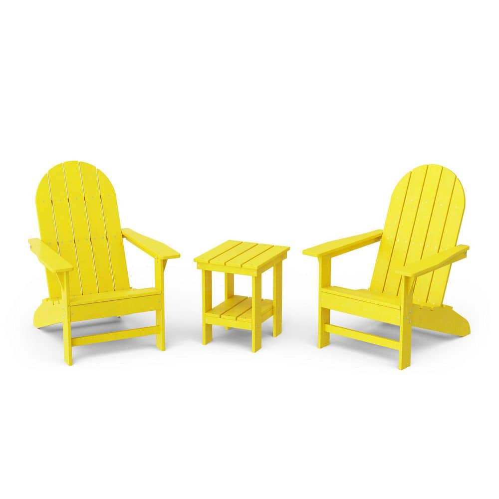 Freedom Lemon Yellow HDPE Plastic Traditional Outdoor Adirondack Chair with Side Table (2-Pack) price history on PriceWatchPro