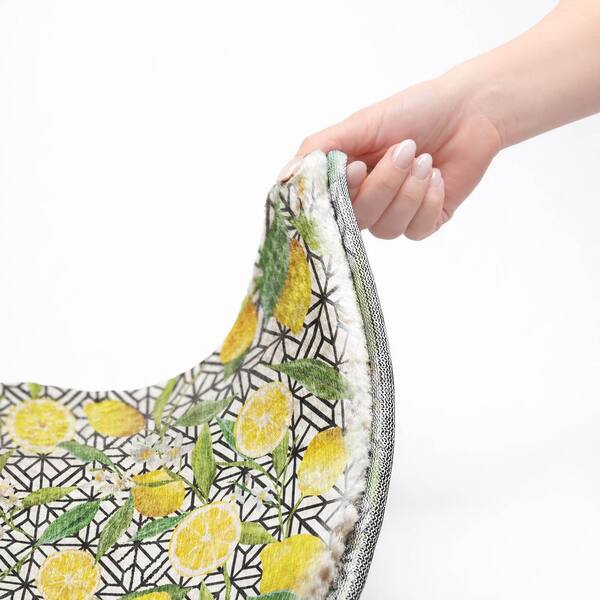 Dream Shag Premium Machine Washable Abstract ADS160 Yellow 8 ft. x 8 ft. Round Rug