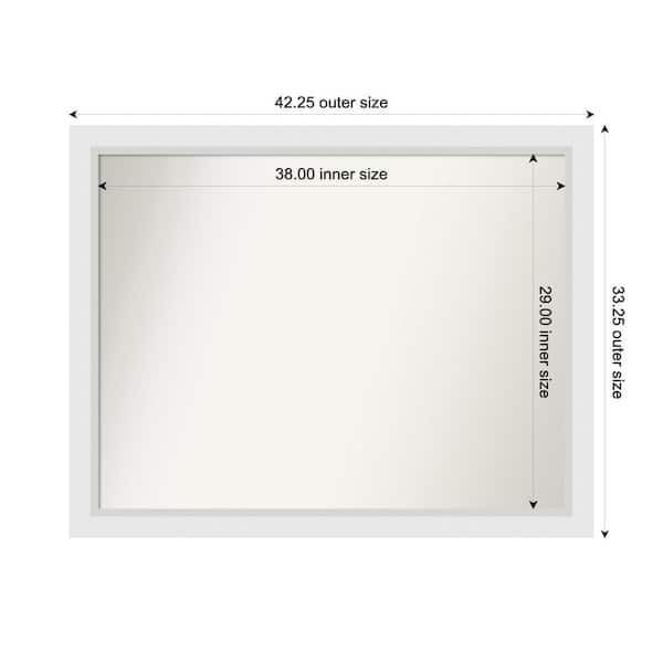 Amanti Art Blanco White 42.25 in. x 33.25 in. Custom Non-Beveled Wood Framed Bathroom Vanity Wall Mirror