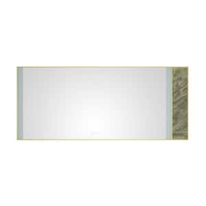 84 in. W x 36 in. H Large Rectangular Stainless Steel Framed Dimmable Wall LED Bathroom Vanity Mirror in Gold Frame