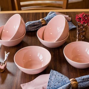 Floreal 29.29 oz. Pink Earthenware Soup Bowls (Set of 6)