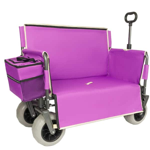6.35 cu. ft. Steel Utility Wagon Garden Cart w/Extended Height Wall/Open Side/multi-use Bag in Purple (9" Dia. Wheel)