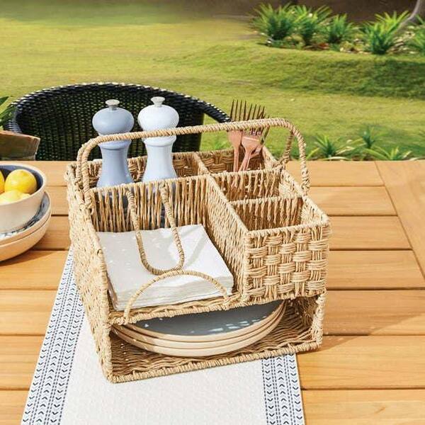 Better Homes & Gardens Poly Rattan Storage Basket Set with Handles, 2-Piece