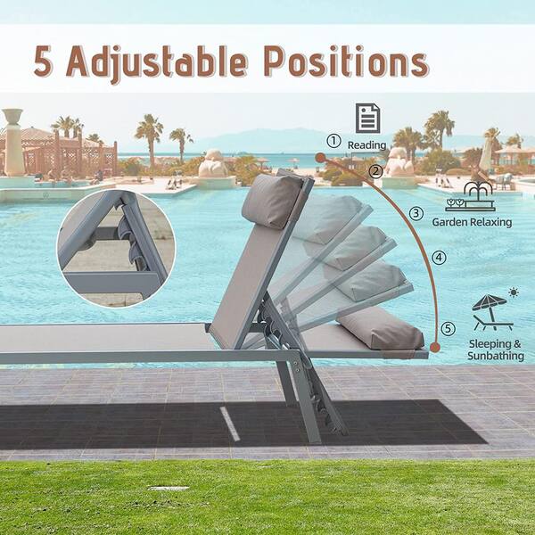 専用⑯ 3-Piece Adjustable Metal Outdoor Chaise Lounge Textilene Patio