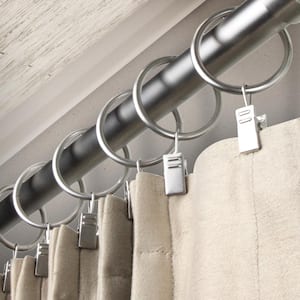 Home Decorators Collection Brushed Nickel Steel Curtain Rings with Clips  (Set of 7) DHU-BN888002 - The Home Depot