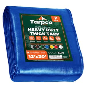 12 ft. x 20 ft. Blue 7 Mil Heavy Duty Polyethylene Tarp, Waterproof, UV Resistant, Rip and Tear Proof
