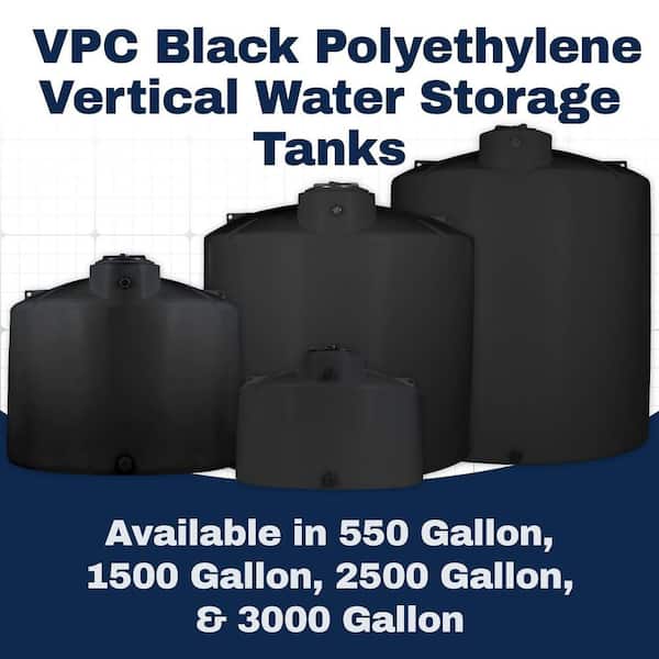VPC 550 Gal. Black Polyethylene Vertical Water Storage Tank 85